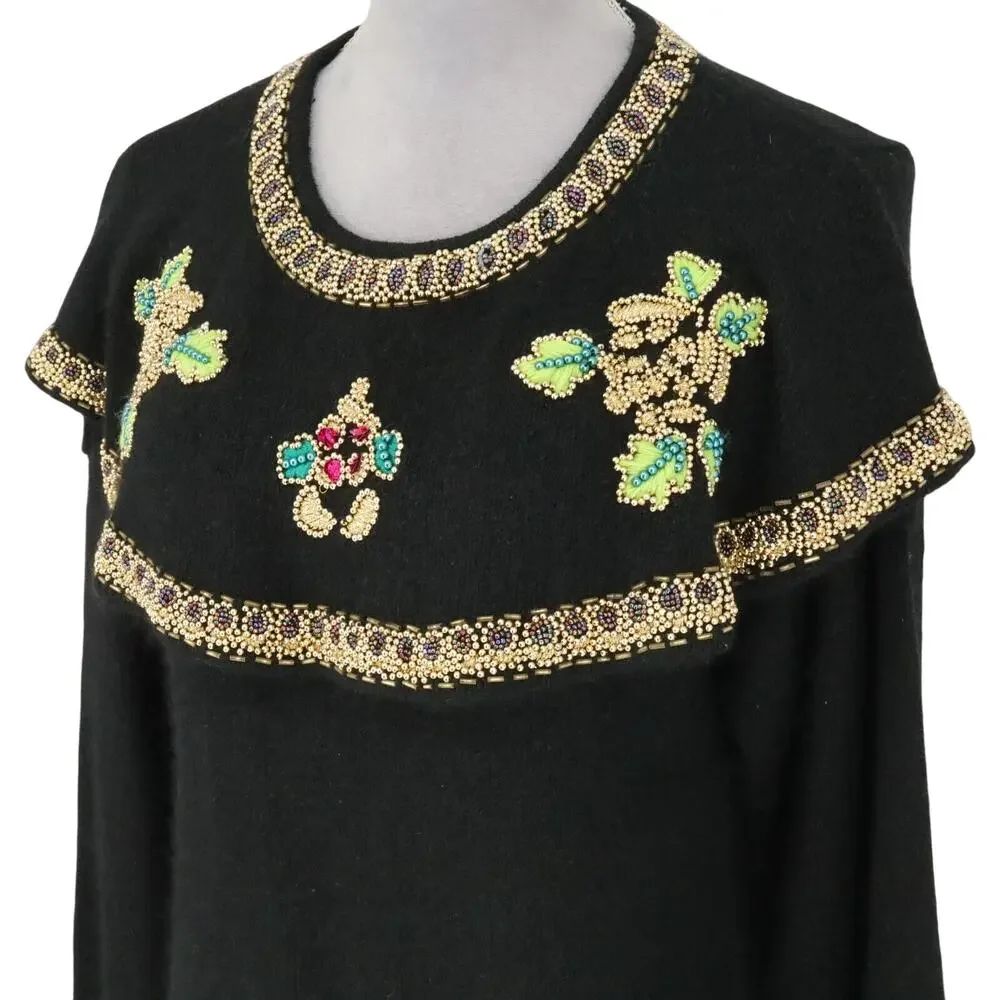 Marnie West Sweater Womens Small Silk Blend Beads Sequins Pullover Ugly Vintage